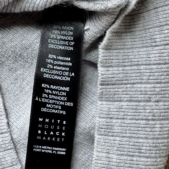 White House Black Market Gray Ruffle Cold Shoulder Ribbed Knit Top | Size S - Picture 5 of 9